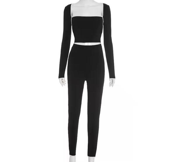 Women Fashion B&W Full Sleeve Two Piece Pant Set