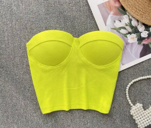 Women Sexy Strapless Solid Color Crop Top