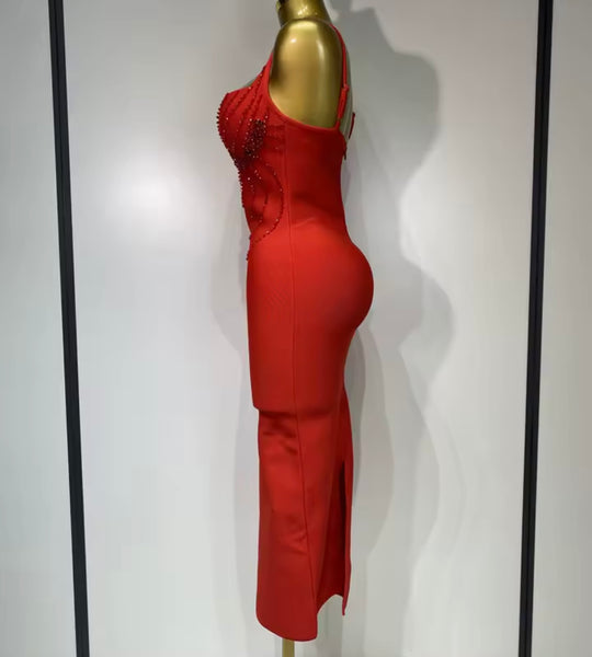 Women Sexy Sleeveless Rhinestone Bandage Dress
