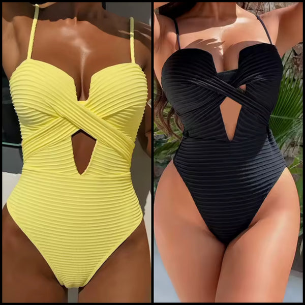 Women Sexy Hollow Out Cross Swimsuit