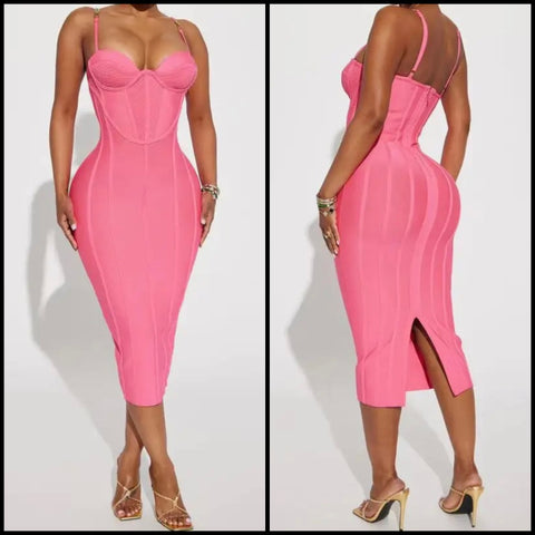 Women Pink Sexy Sleeveless Dress