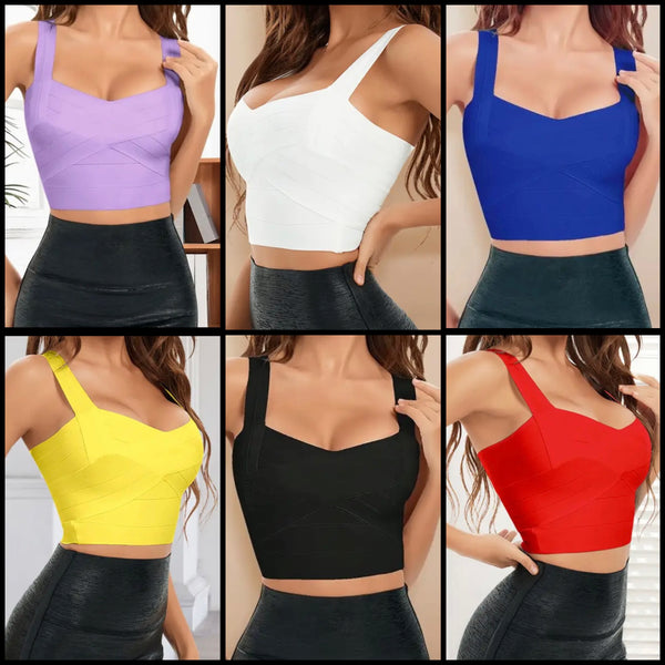 Women Sexy Sleeveless Solid Color Bandage Crop Top