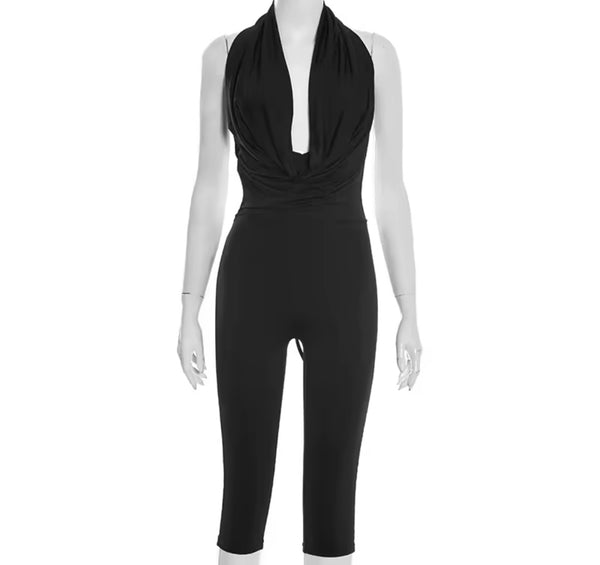 Women Sexy Fashion Halter Sleeveless Open Back Romper