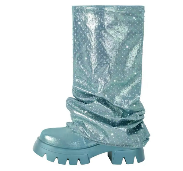 Women Color Fashion Faux Leather Knee High Boots