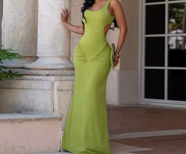 Women Sexy Sleeveless Open Back Maxi Dress