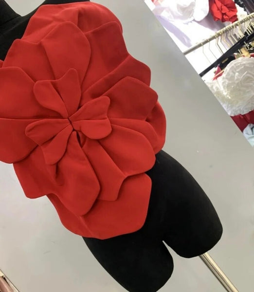Women Sexy Strapless Red Floral Crop Top