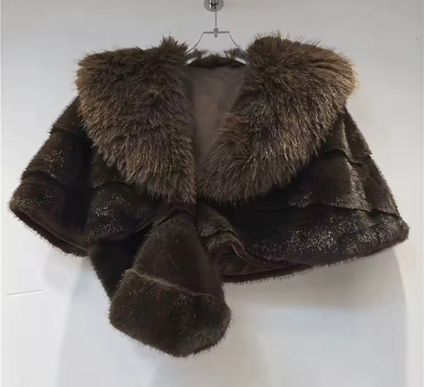 Women Fashion Faux Fur Warm Shawl