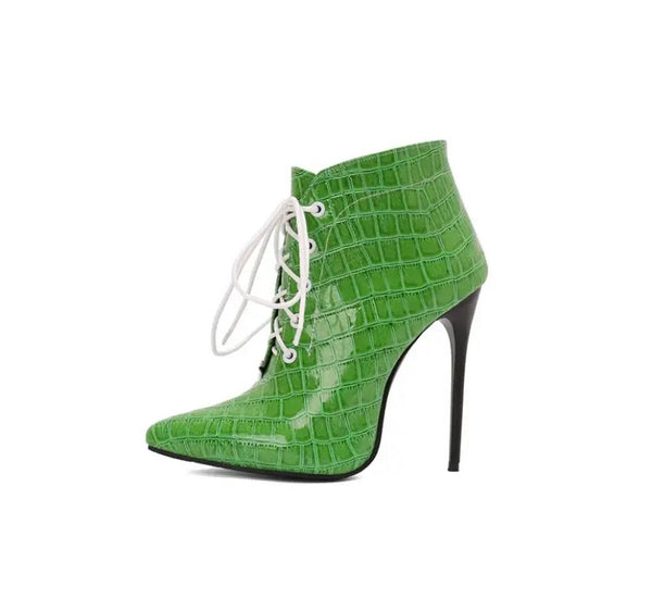 Women Fashion Color Pointed Toe Lace Up Ankle/Mid Calf Boots
