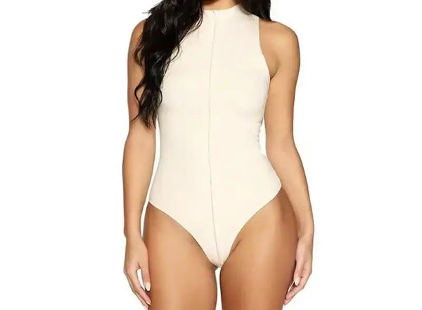 Women Ribbed Sexy Sleeveless Solid Color Bodysuit Top