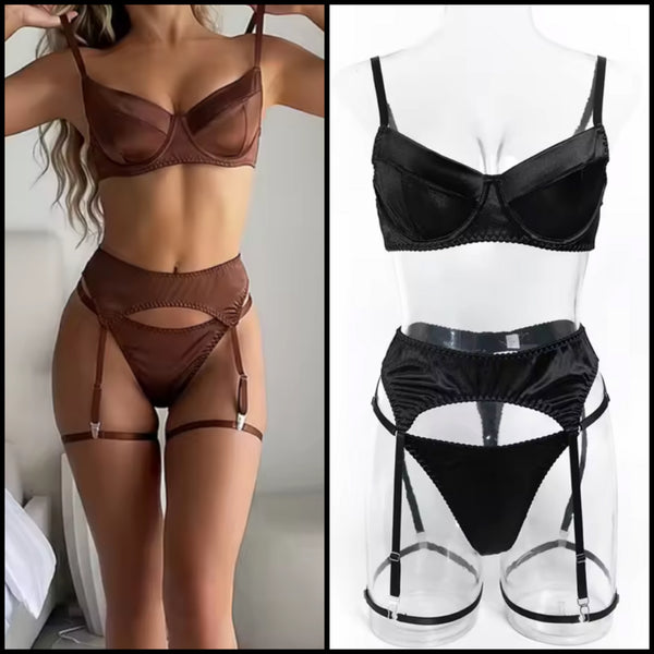 Women Sexy Satin Lingerie Set