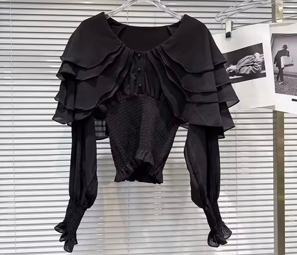 Women Ruffled Full Sleeve Fashion Top