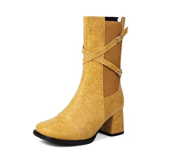 Women Fashion Criss Cross Buckled Ankle Boots