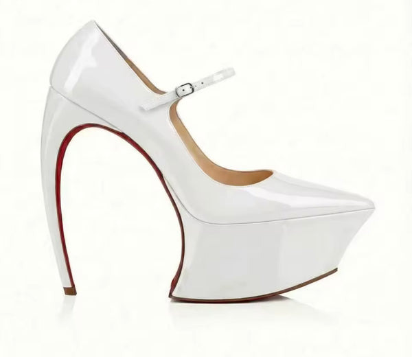 Women Pointed Toe Platform Ankle Strap Fashion High Heels