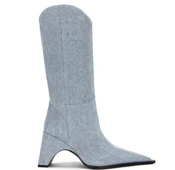 Women Fashion Pointed Toe Mid-Calf Boots