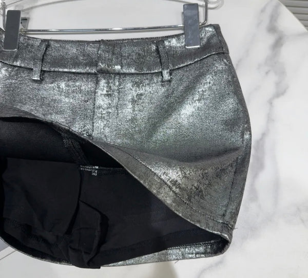 Women Sexy Fashion Metallic Short Skirt