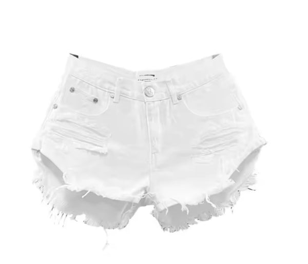 Women Fashion Ripped Denim Mini Shorts