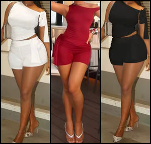 Women Solid Color Sleeveless Fashion Two Piece Short Set