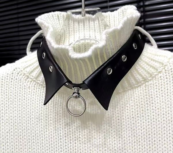 Women Fashion Ripped Turtleneck Full Sleeve Sweater Top