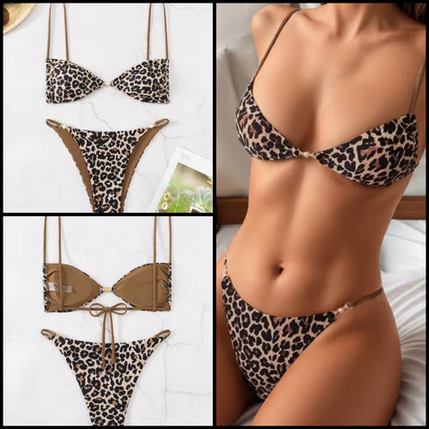 Women Sexy Leopard Print Bikini Swimsuit