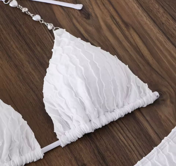 Women Sexy White Bikini Lace Cover Up Set