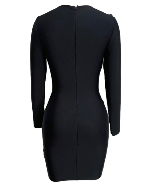 Women Sexy Full Sleeve Bling Patchwork Dress