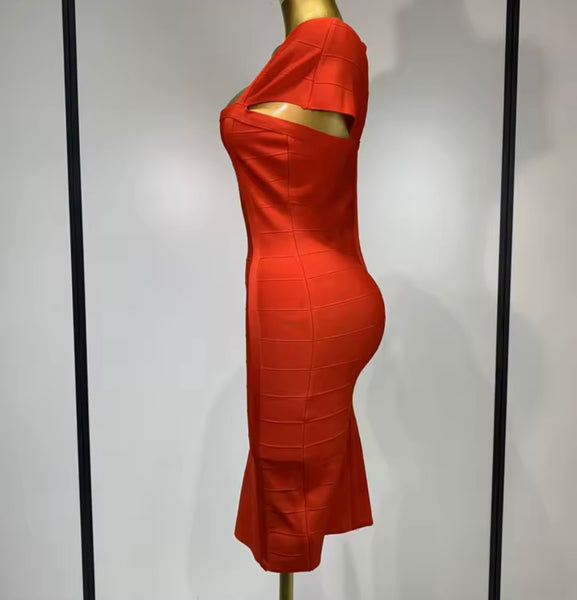 Women Red Sexy Back Zipper Sleeveless Bandage Dress