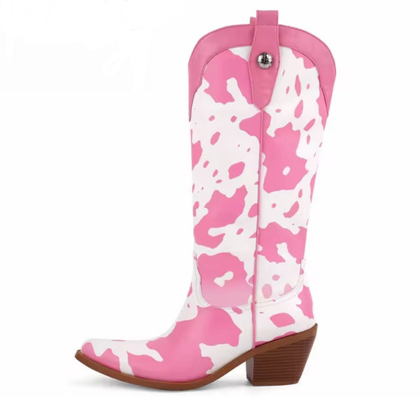 Women Fashion Animal Print Western Boots