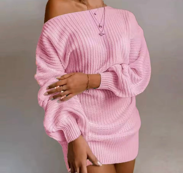 Women Sexy Fashion Off The Shoulder Sweater Dress