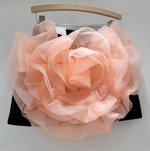 Women Fashion Tulle Floral Denim Skirt