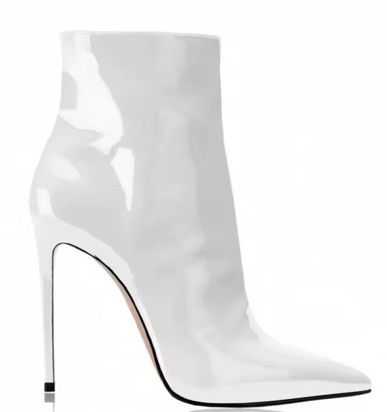 Women Color Fashion Patent Leather High Heel Ankle Boots