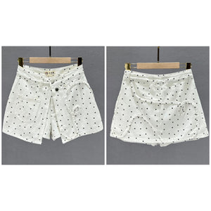 Women White Printed Fashion Denim Skirt