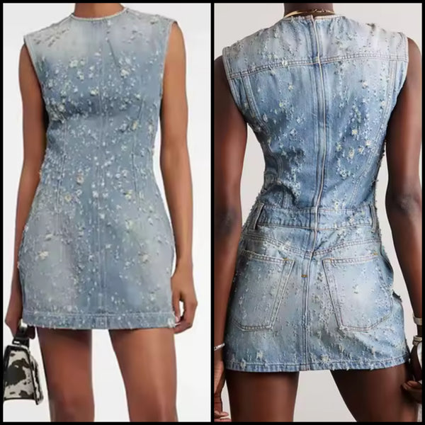 Women Sleeveless Ripped Fashion Dress