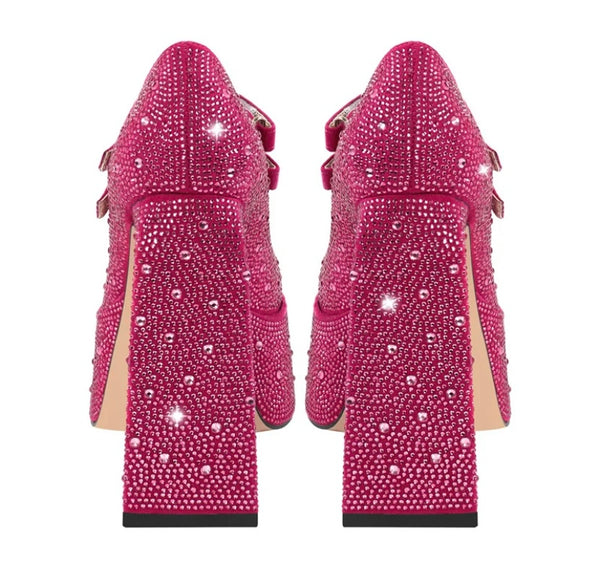 Women Fashion Platform Bling Ankle Strap Shoes