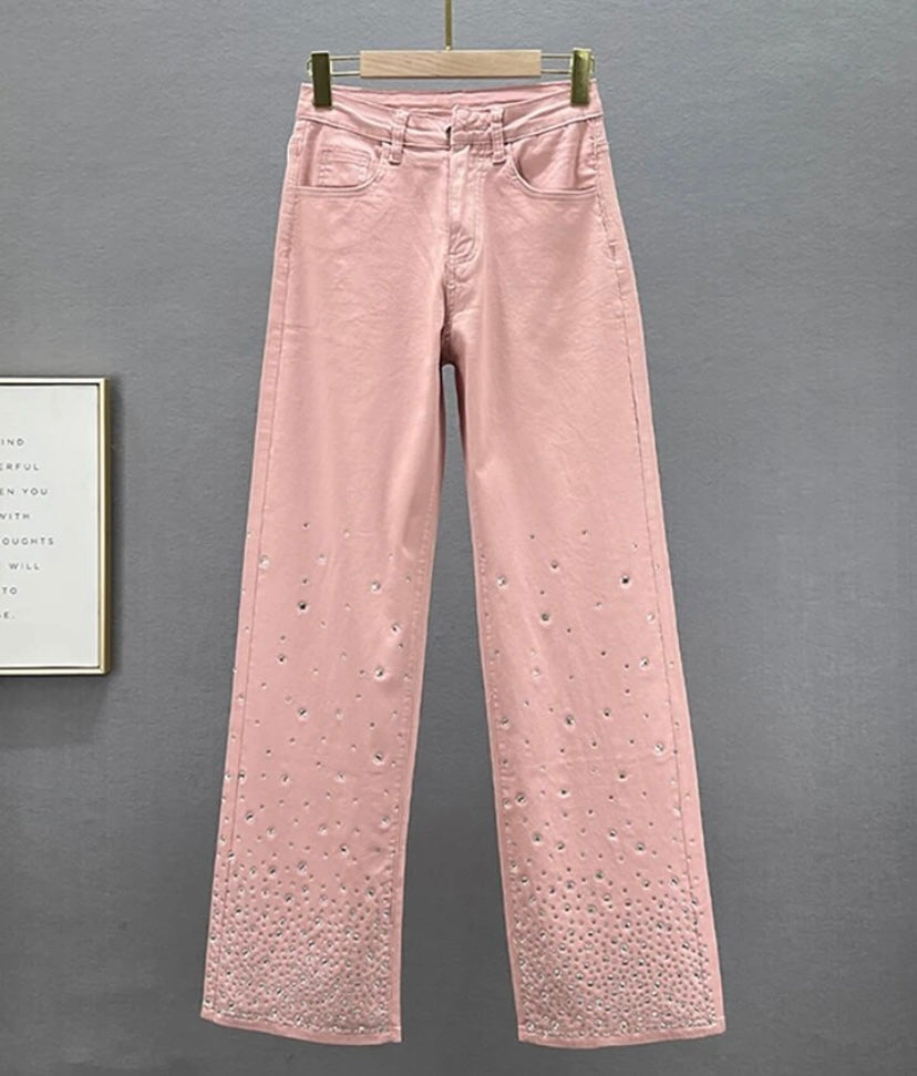 Women Bling Patchwork Fashion Denim Pants