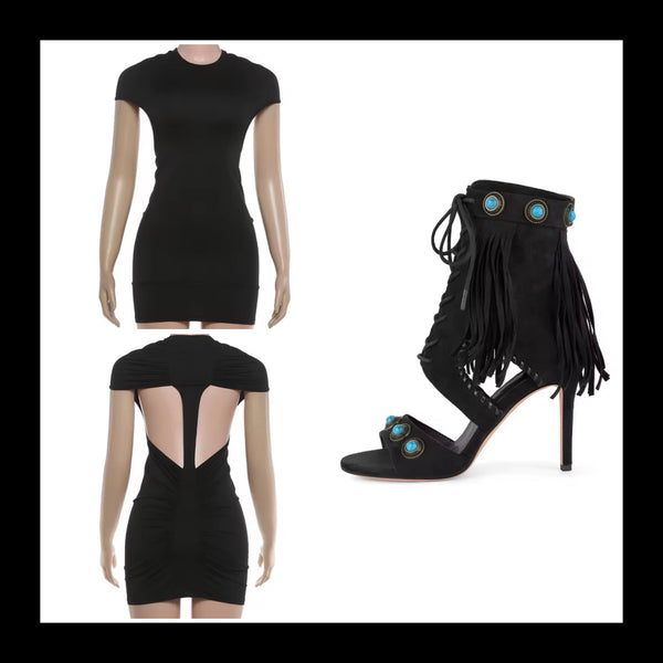 Women Sexy Open Back Short Sleeve Dress