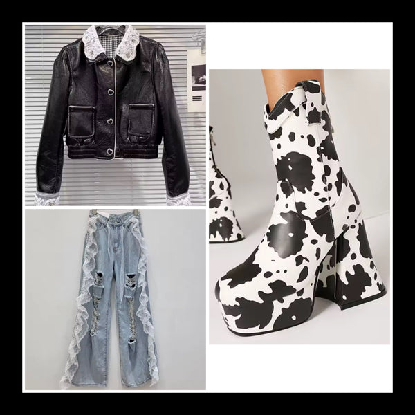 Women Fashion Square Toe Platform High Heel Ankle Boots