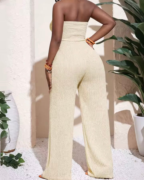 Women Tie Up Strapless Fashion Jumpsuit