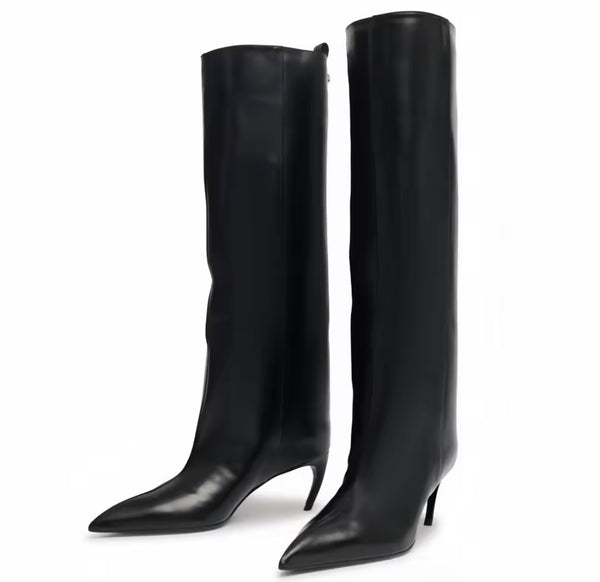 Women Color Fashion Pointed Toe Suede Knee High Boots