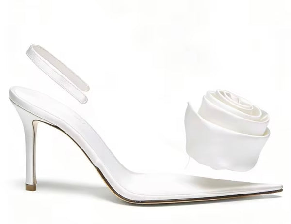 Women Pointed Toe Color Floral Fashion Transparent High Heels