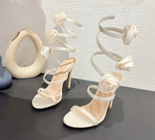 Women Fashion Floral High Heel Sandals