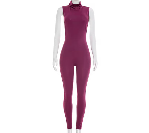 Women Sleeveless Open Back Fashion Jumpsuit