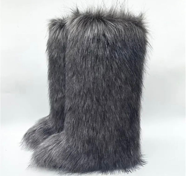 Women Faux Fur Fashion Mid-Calf Boots