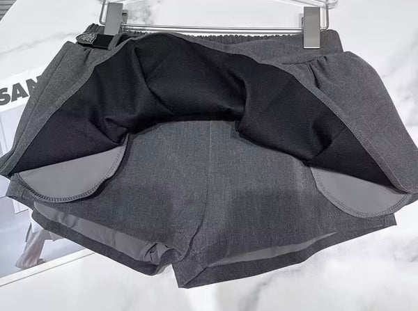 Women Button Up Strapless Sexy Two Piece Gray Skirt Set