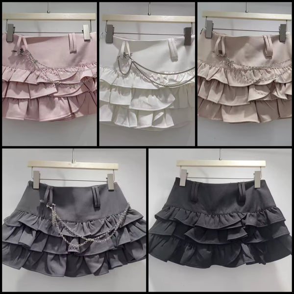 Women Sexy Fashion Color Ruffled Skirt
