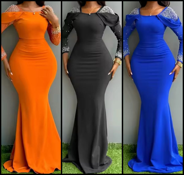 Women Sparkly Full Sleeve Sexy Maxi Dress