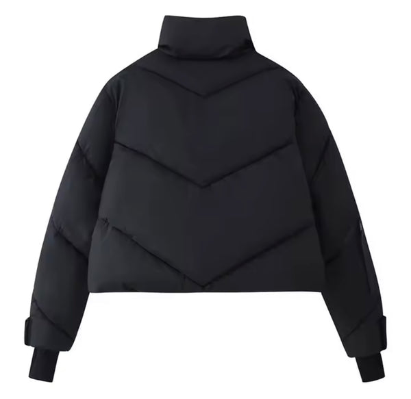 Women Fashion Zipper Puff Short Jacket