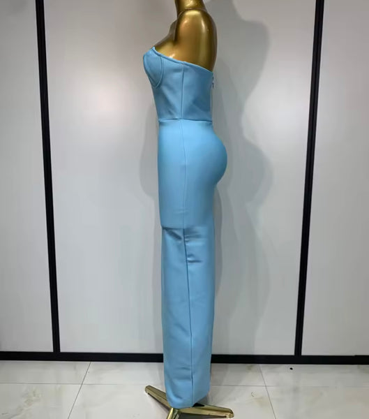 Women Sexy Strapless Bandage Maxi Dress