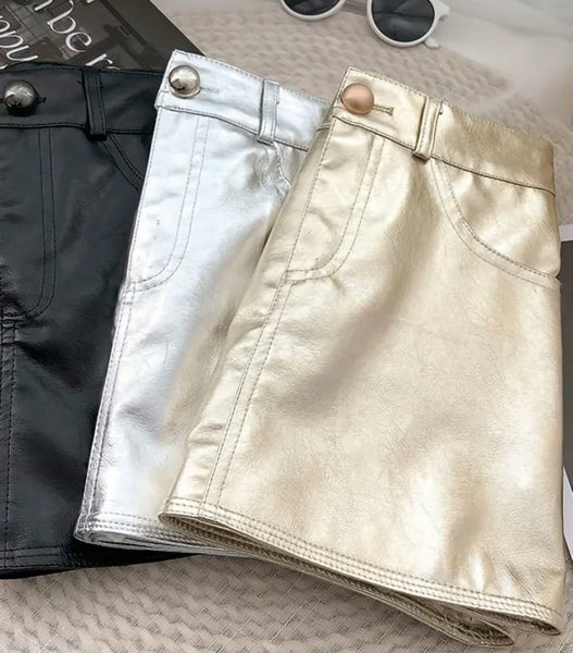 Women Faux Leather Fashion Mini Skirt