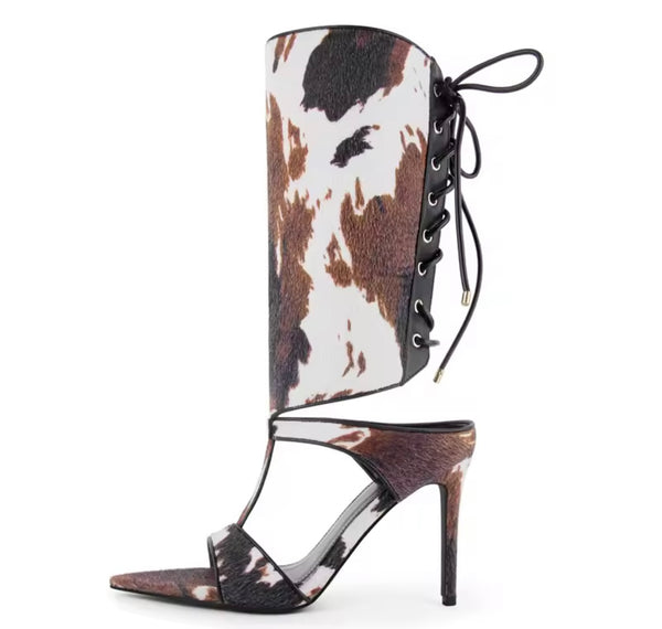 Women Open Toe Tie Up High Heel Ankle Sandals