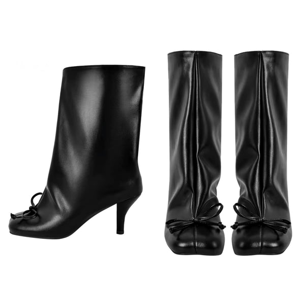 Women Fashion Round Toe Bow Ankle Boots